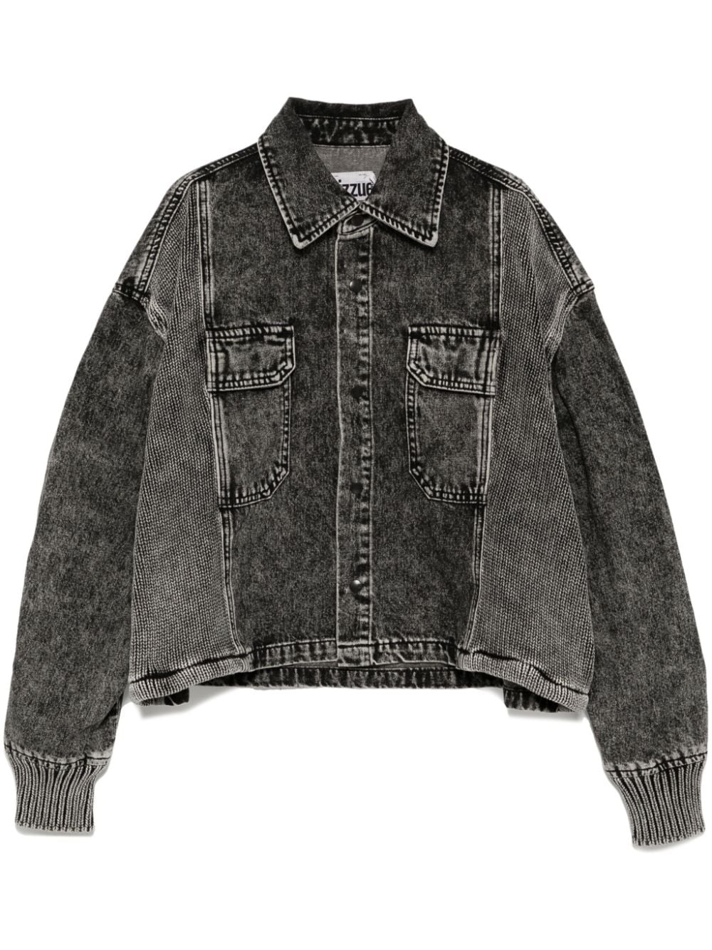 Shop Izzue Knit-panelled Denim Jacket In Bkx