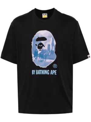 A BATHING APE® logo-print Cotton T-shirt | Black | FARFETCH