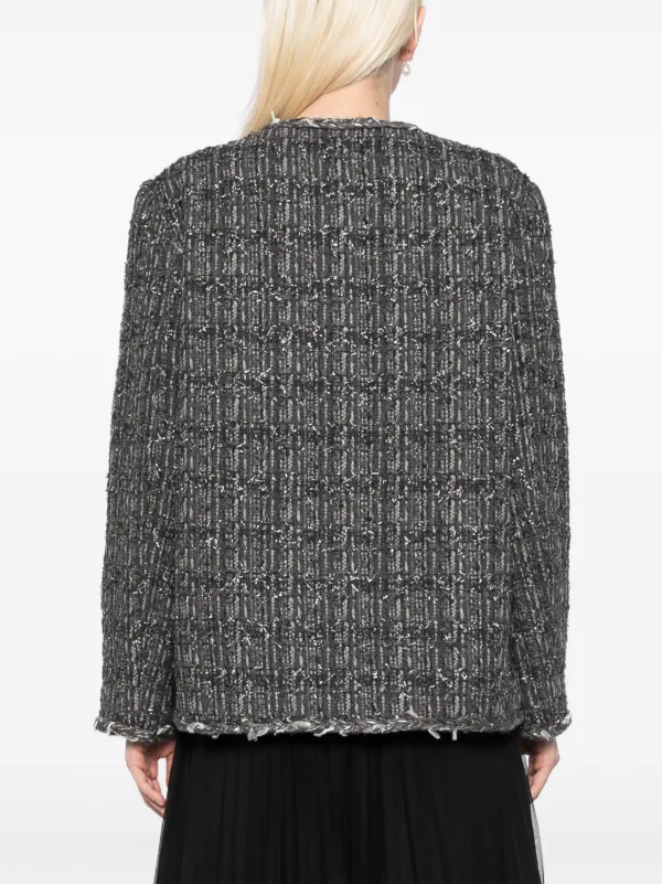 b+ab Round Neck Tweed Jacket | Grey | FARFETCH