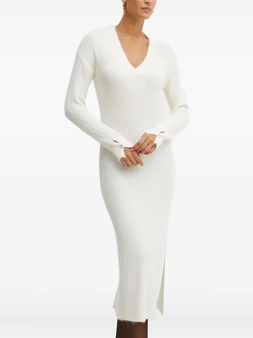 LIU JO vestido midi con cuello en V | neutro | Image 1