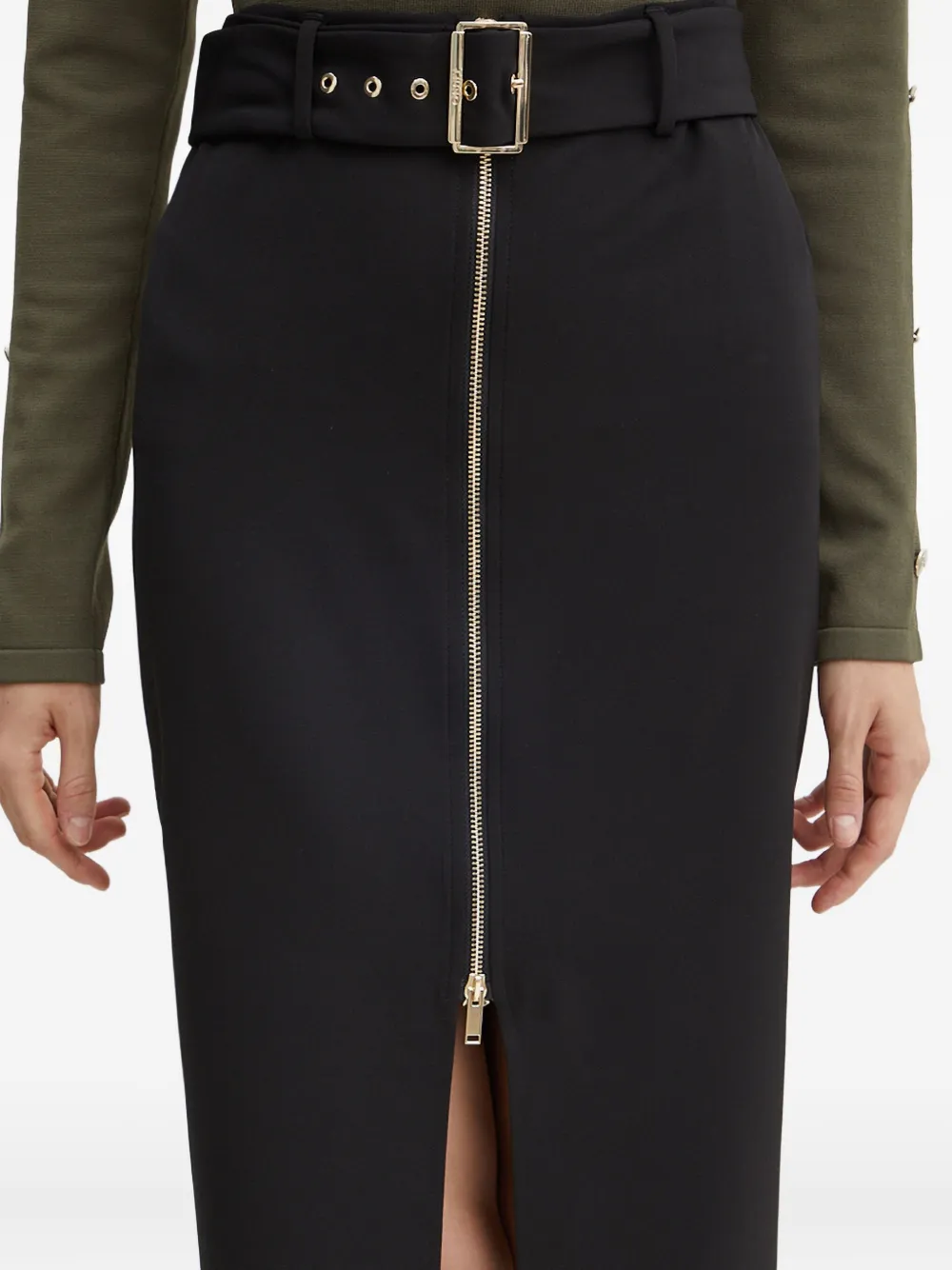 Liu •jo Zip-fastening Midi Skirt In Black