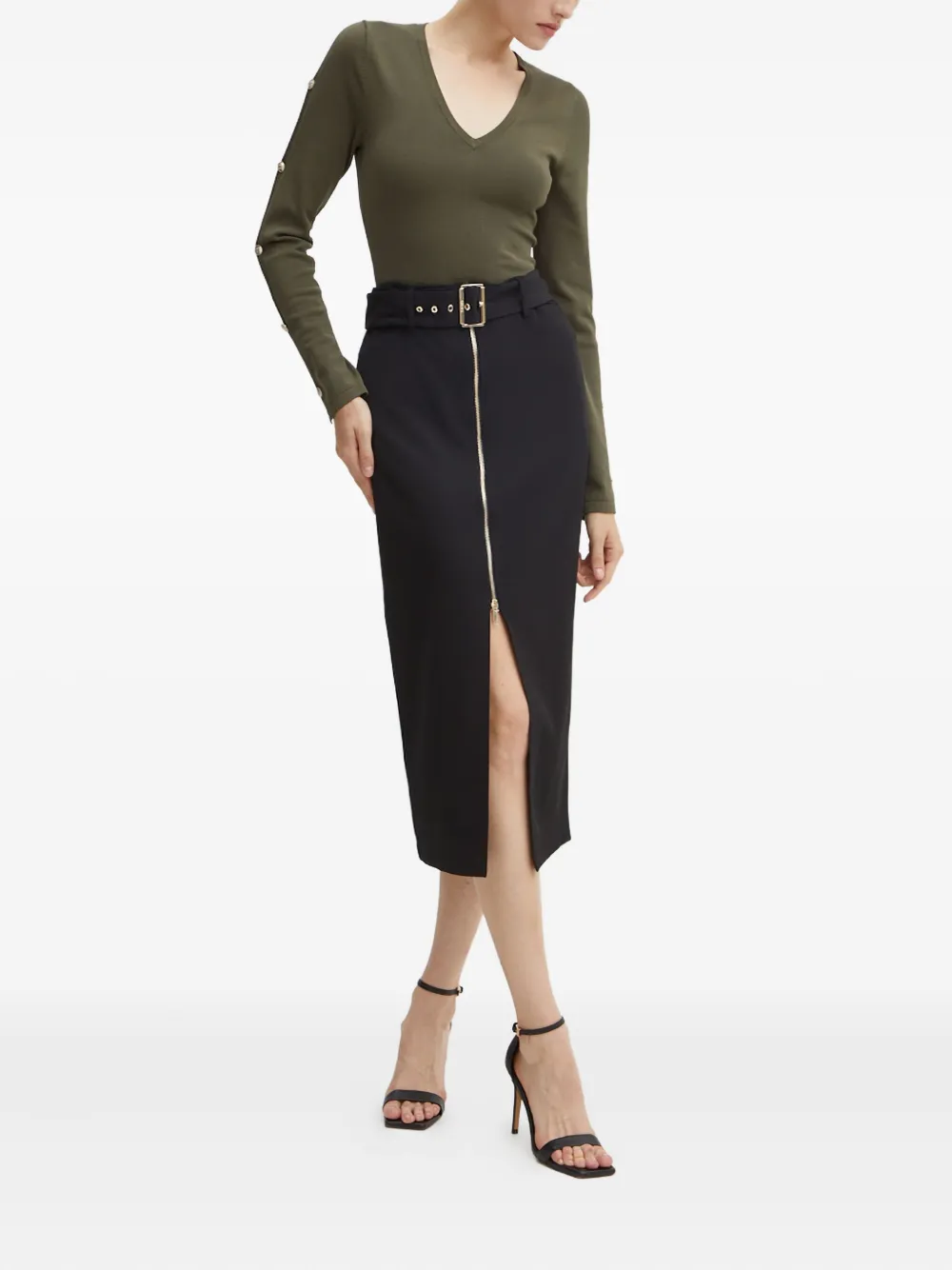 Liu •jo Zip-fastening Midi Skirt In Black