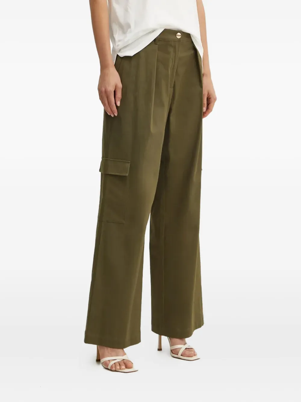 Liu •jo Pleated-front Cargo Trousers In Green