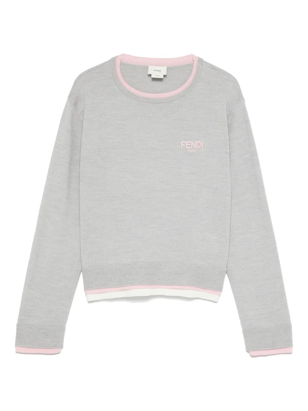 Fendi Kids Trui met geborduurd logo Grijs