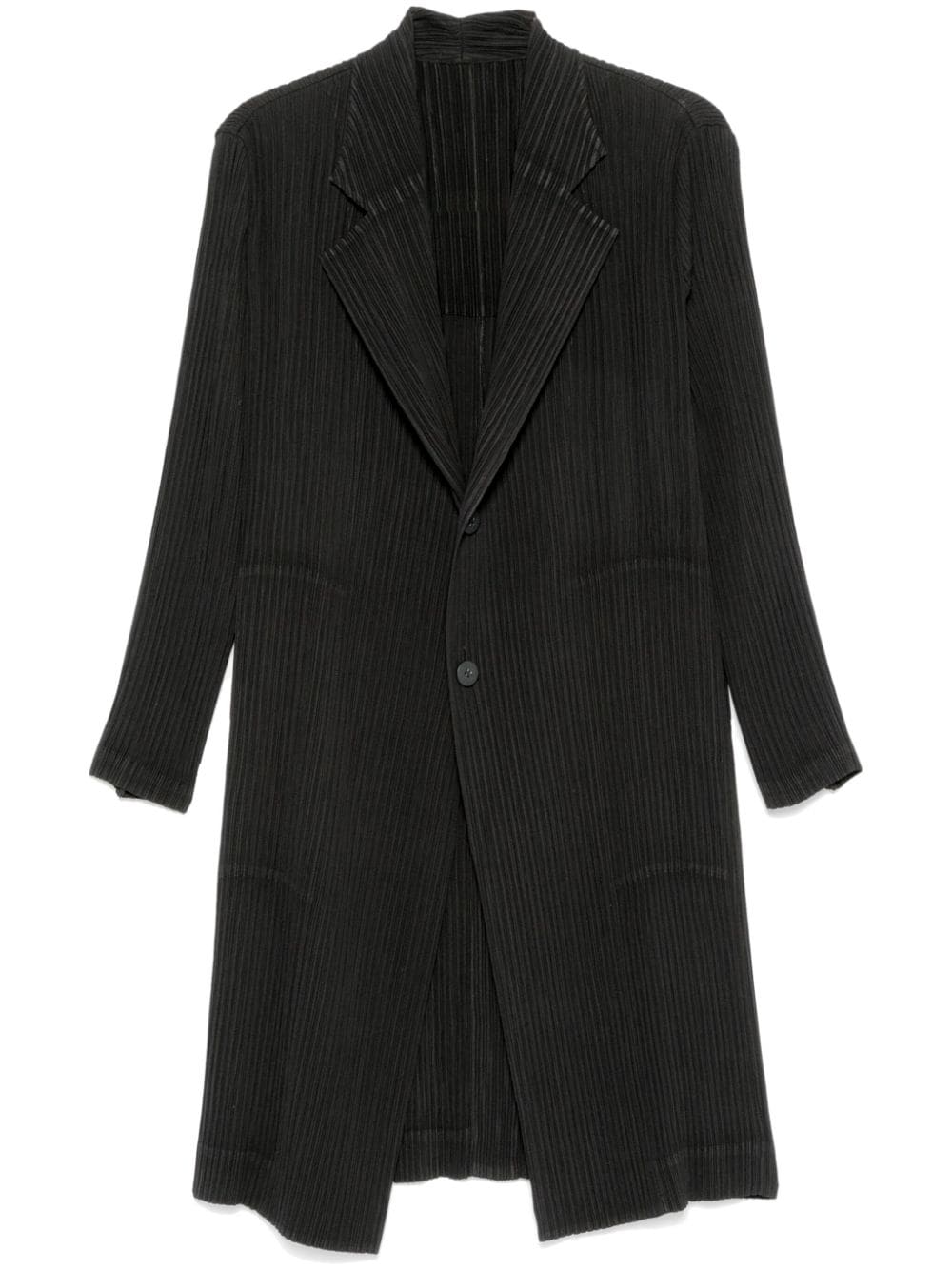 Issey Miyake Hatching Pleats coat - Nero