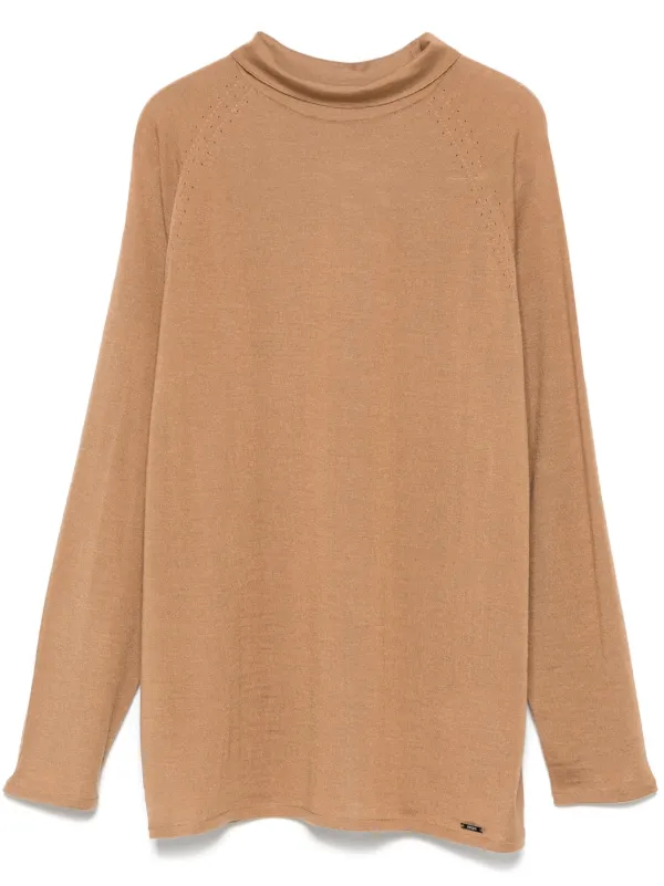 Kiton Pointelle-trim Sweater in Brown