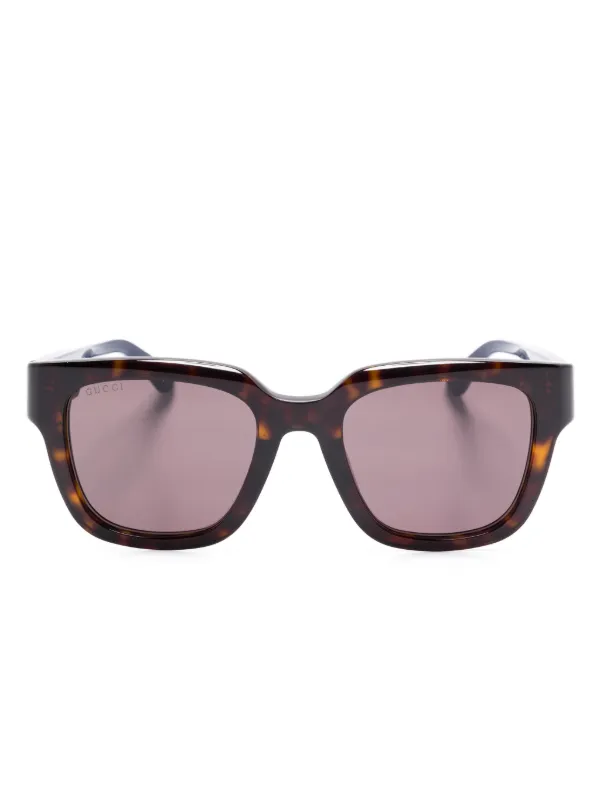Gucci Eyewear スクエアフレーム サングラス | ブラウン | FARFETCH JP