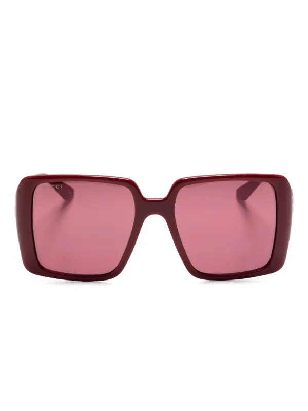 Gucci オーバーサイズ サングラス レッド Gucci Eyewear オーバーサイズフレーム サングラス | レッド