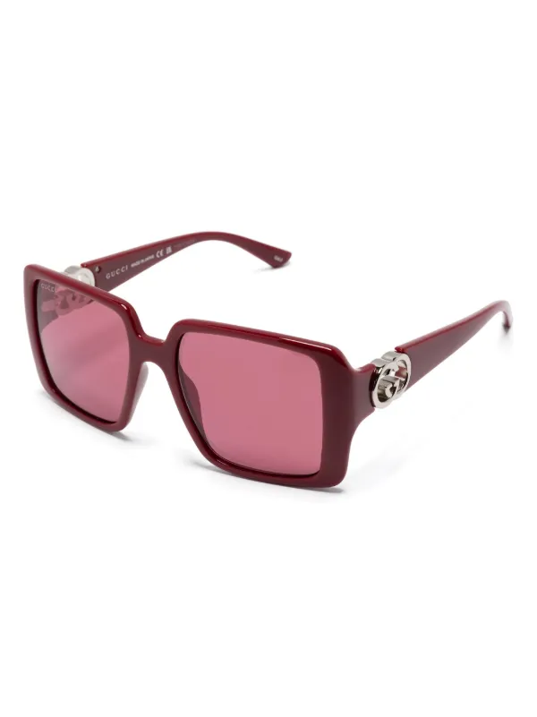 Gucci オーバーサイズ サングラス レッド Gucci Eyewear オーバーサイズフレーム サングラス | レッド