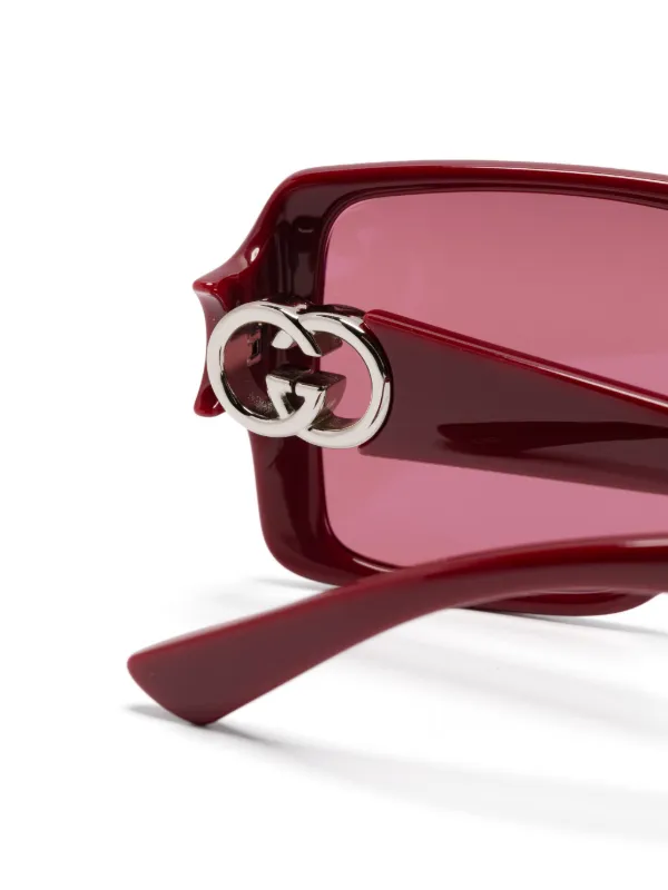 Gucci オーバーサイズ サングラス レッド Gucci Eyewear オーバーサイズフレーム サングラス | レッド