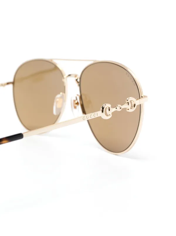 Gucci Eyewear Horsebit-detail Sunglasses | Gold | FARFETCH