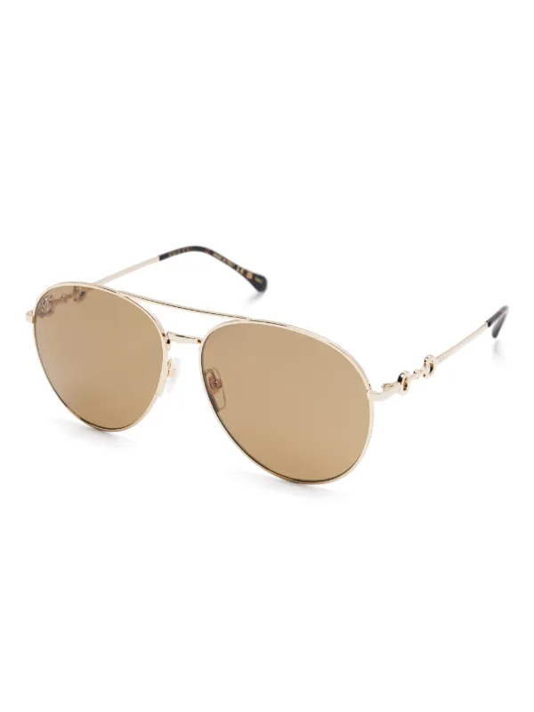 Gucci Eyewear Horsebit-detail Sunglasses | Gold | FARFETCH RO