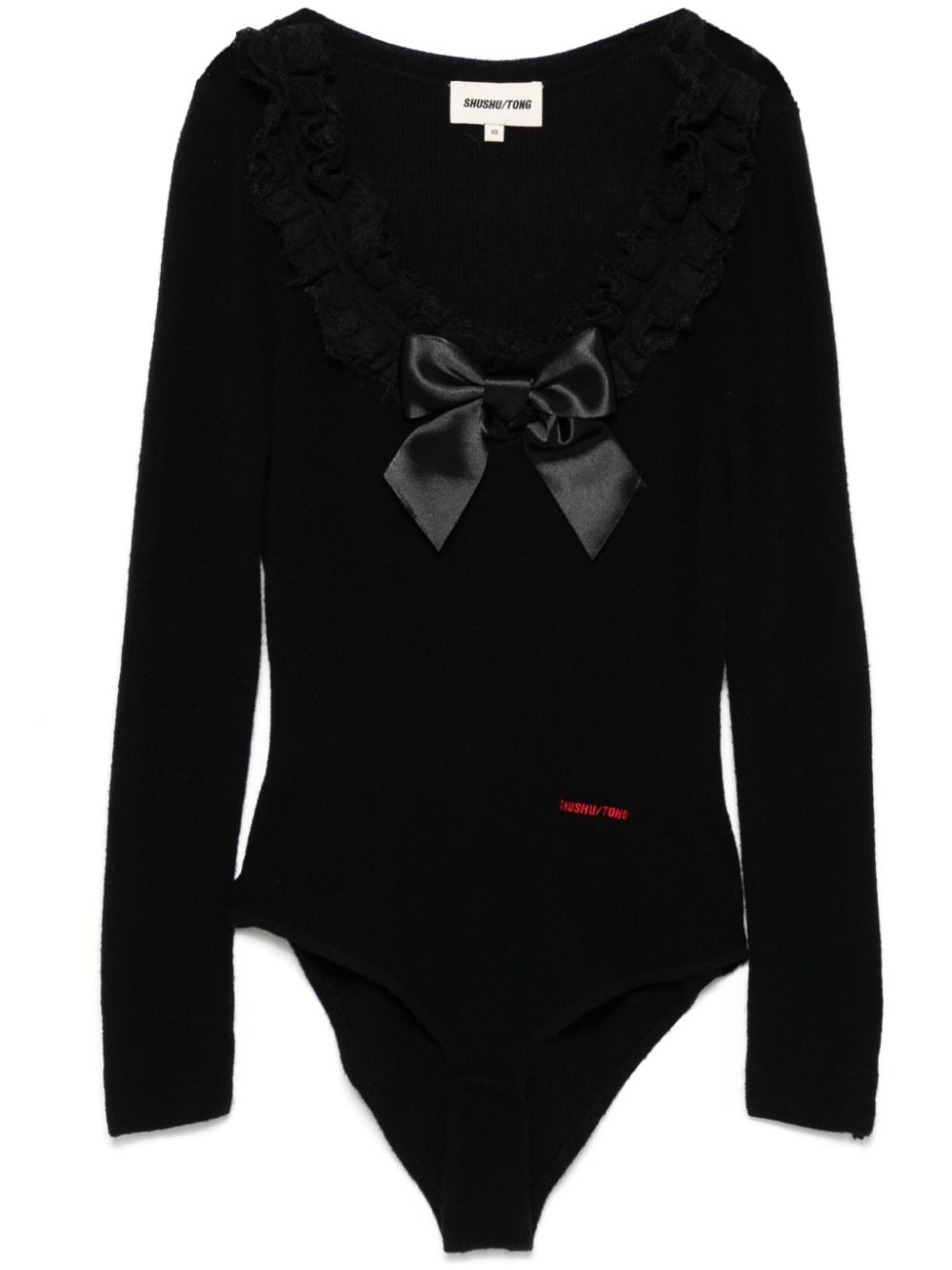 Shop Shushu-tong Embellished-neckline Bodysuit In Black