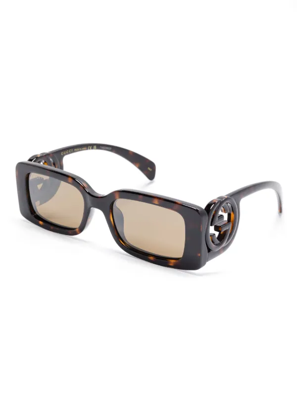 Gucci Eyewear Interlocking G-arm Sunglasses | Brown | FARFETCH UZ