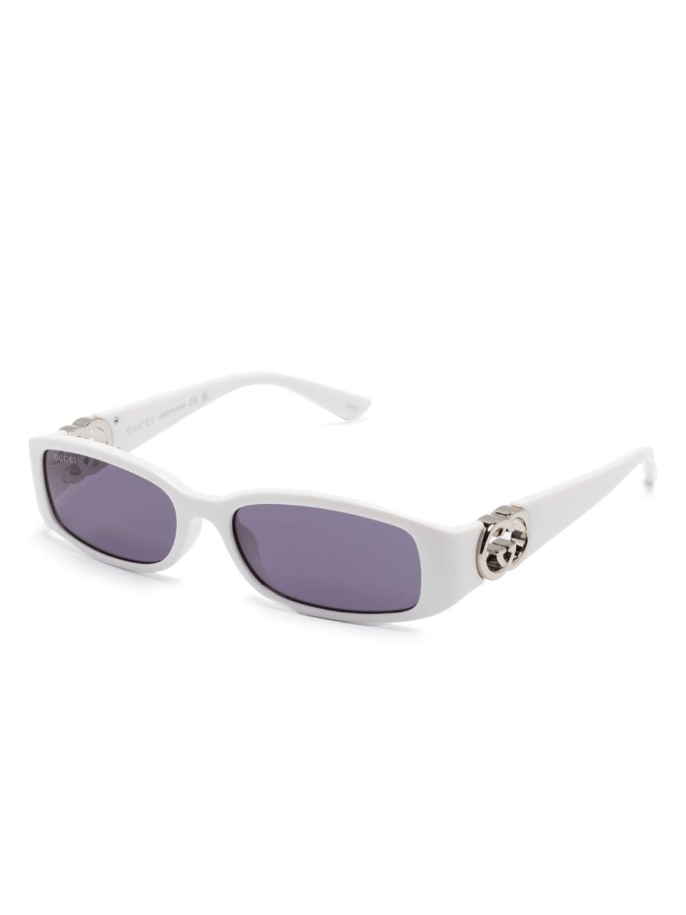 Shop Gucci Rectangle-frame Sunglasses In 白色