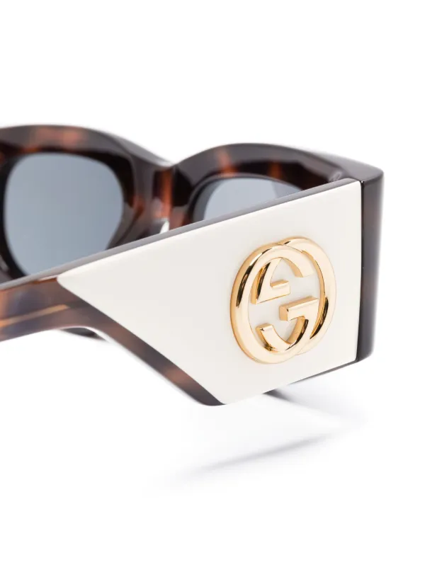 Gucci Eyewear スクエアフレーム サングラス | ブラウン | FARFETCH JP
