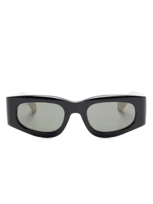 Gucci Eyewear Óculos De Sol Oval | Preto | FARFETCH BR