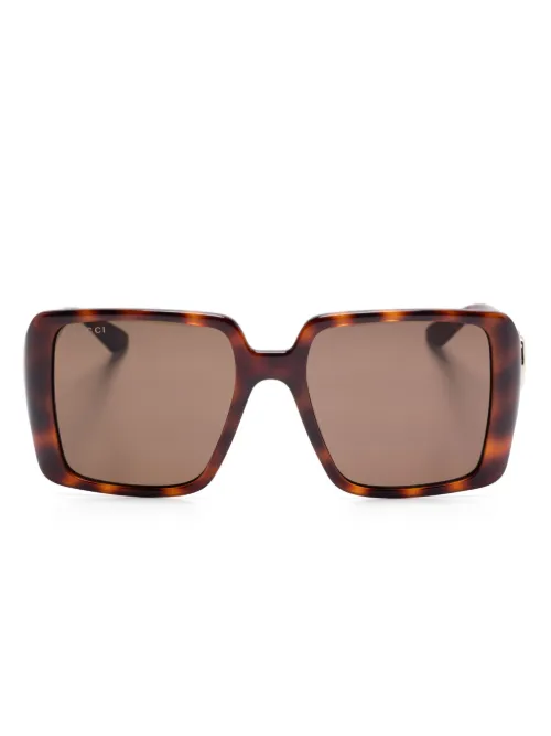 Lunettes de soleil carrées à effet écailles de tortue - Gucci Eyewear - Modalova