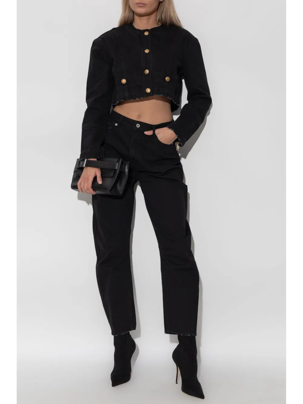 Halfboy Jeans met toelopende pijpen - Zwart