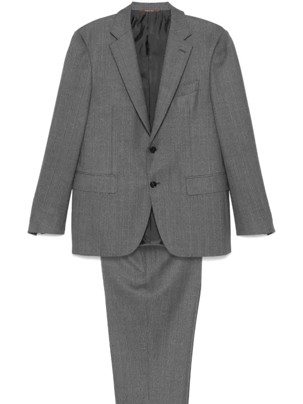 Canali ヘリンボーン スーツ | グレー | FARFETCH JP