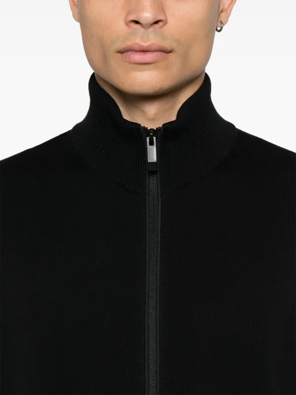美品　MONCLER ブラック ジップアップカーディガン Moncler ジップアップ カーディガン | ブラック | FARFETCH JP