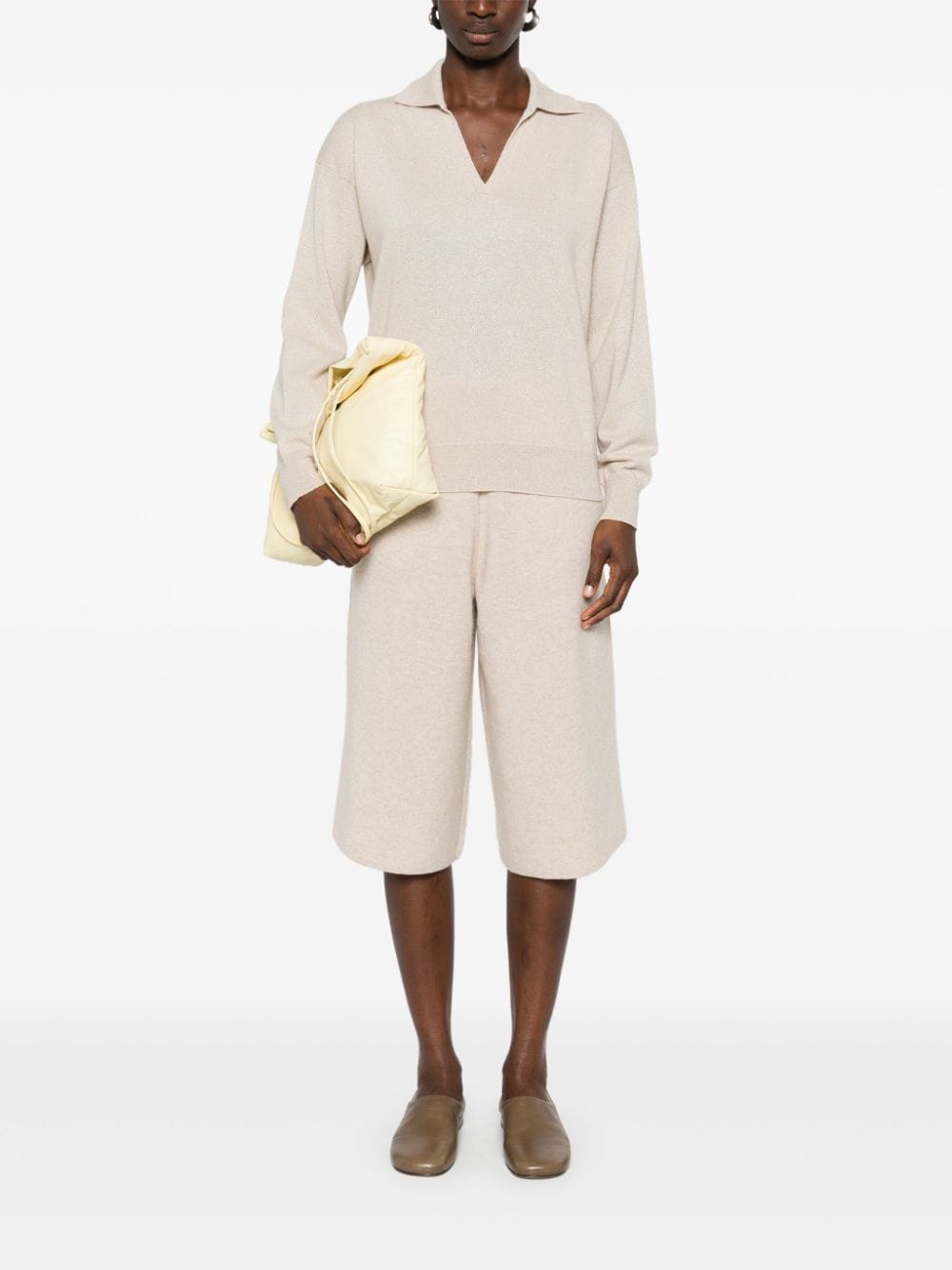 Shop Max Mara Knitted Shorts In Neutrals