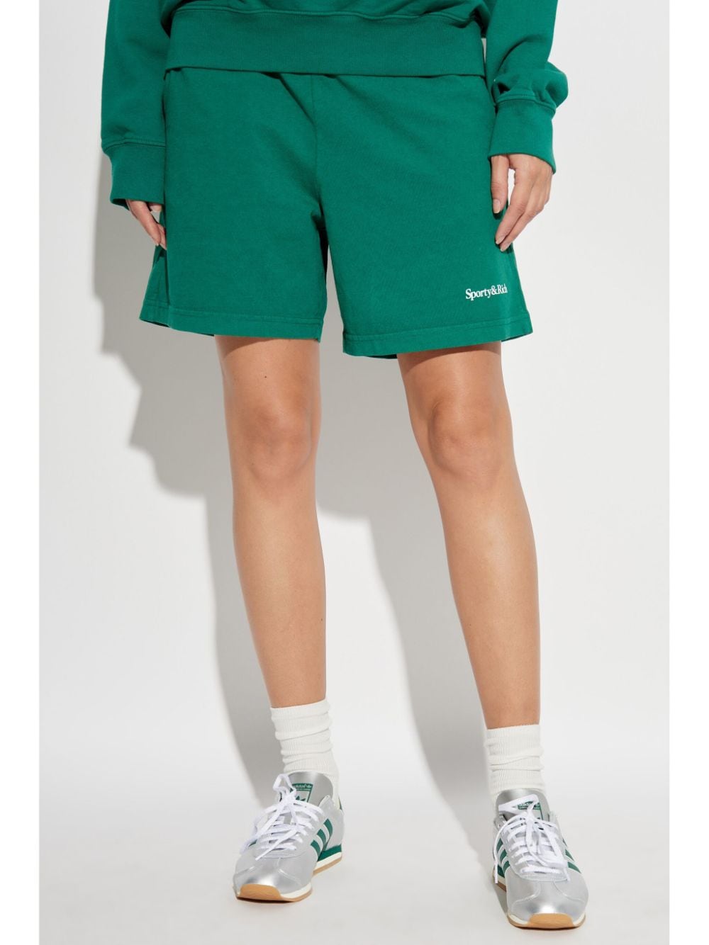 Shop Sporty And Rich Logo Shorts In Green