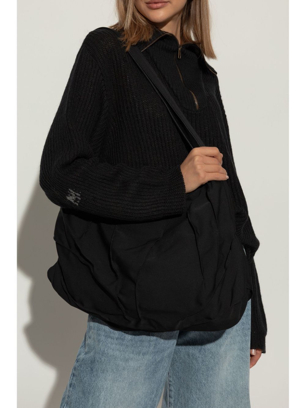 Yohji Yamamoto draped shoulder bag - Zwart