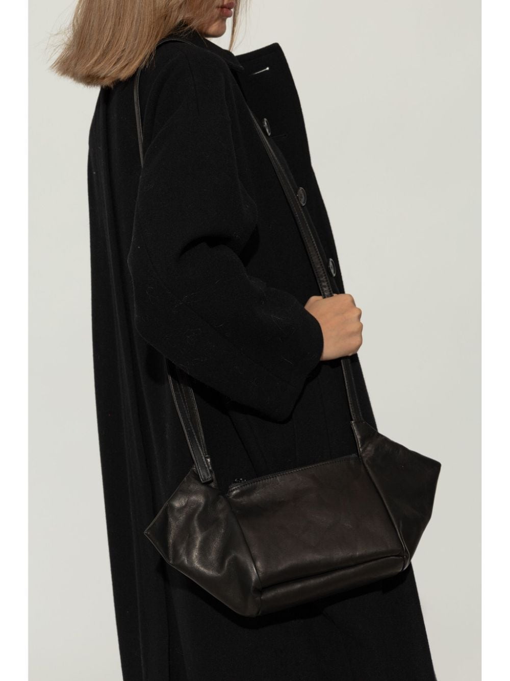 Yohji Yamamoto leather shoulder bag - Zwart