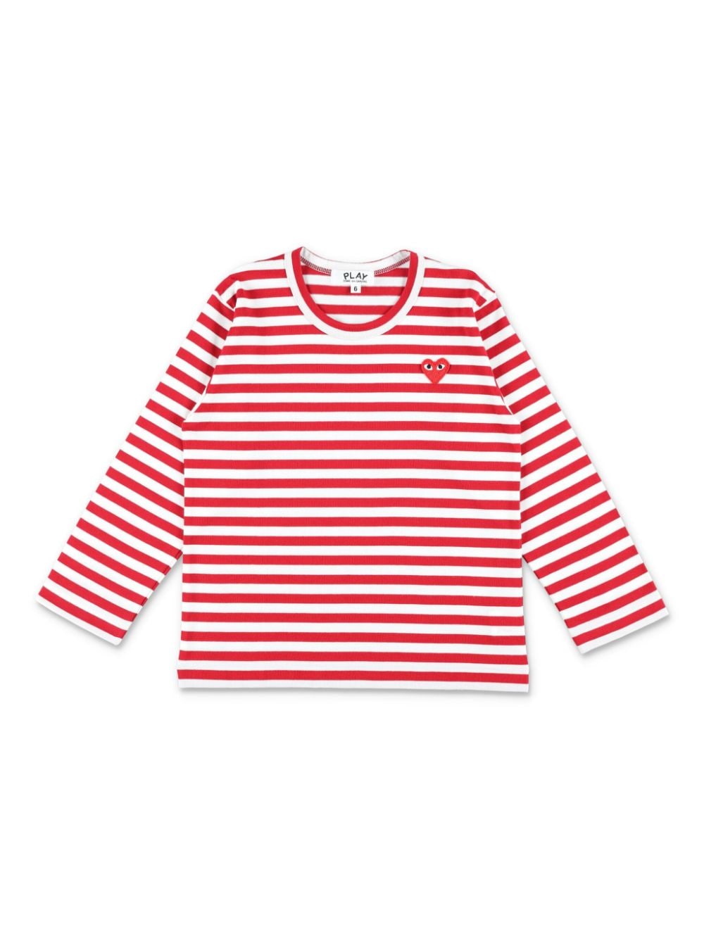 Shop Comme Des Garçons Play Heart-patch Striped T-shirt In White