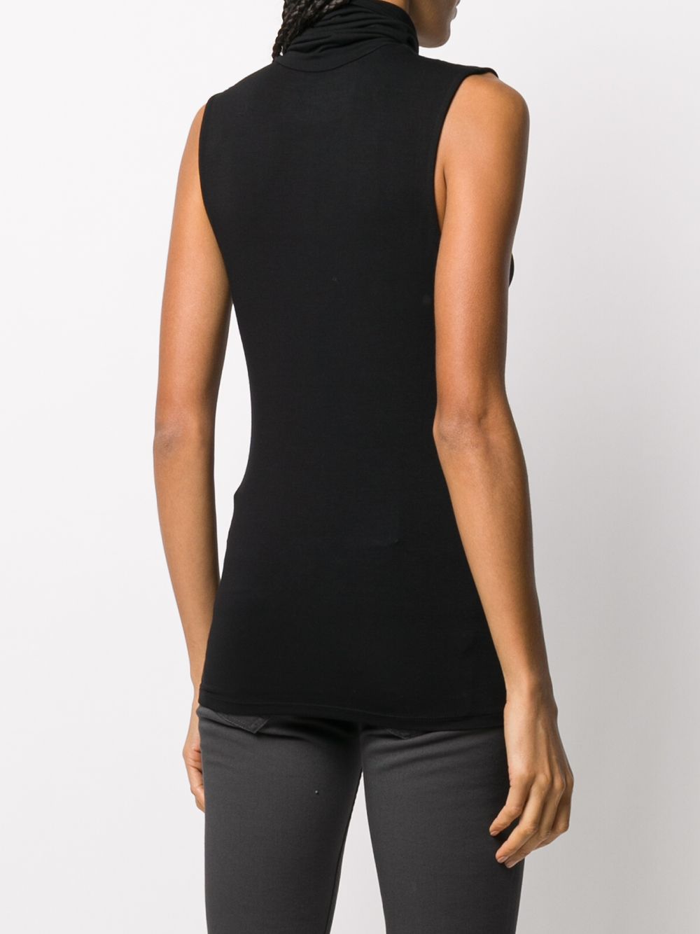 Shop Majestic Roll-neck Sleeveless Top In Black