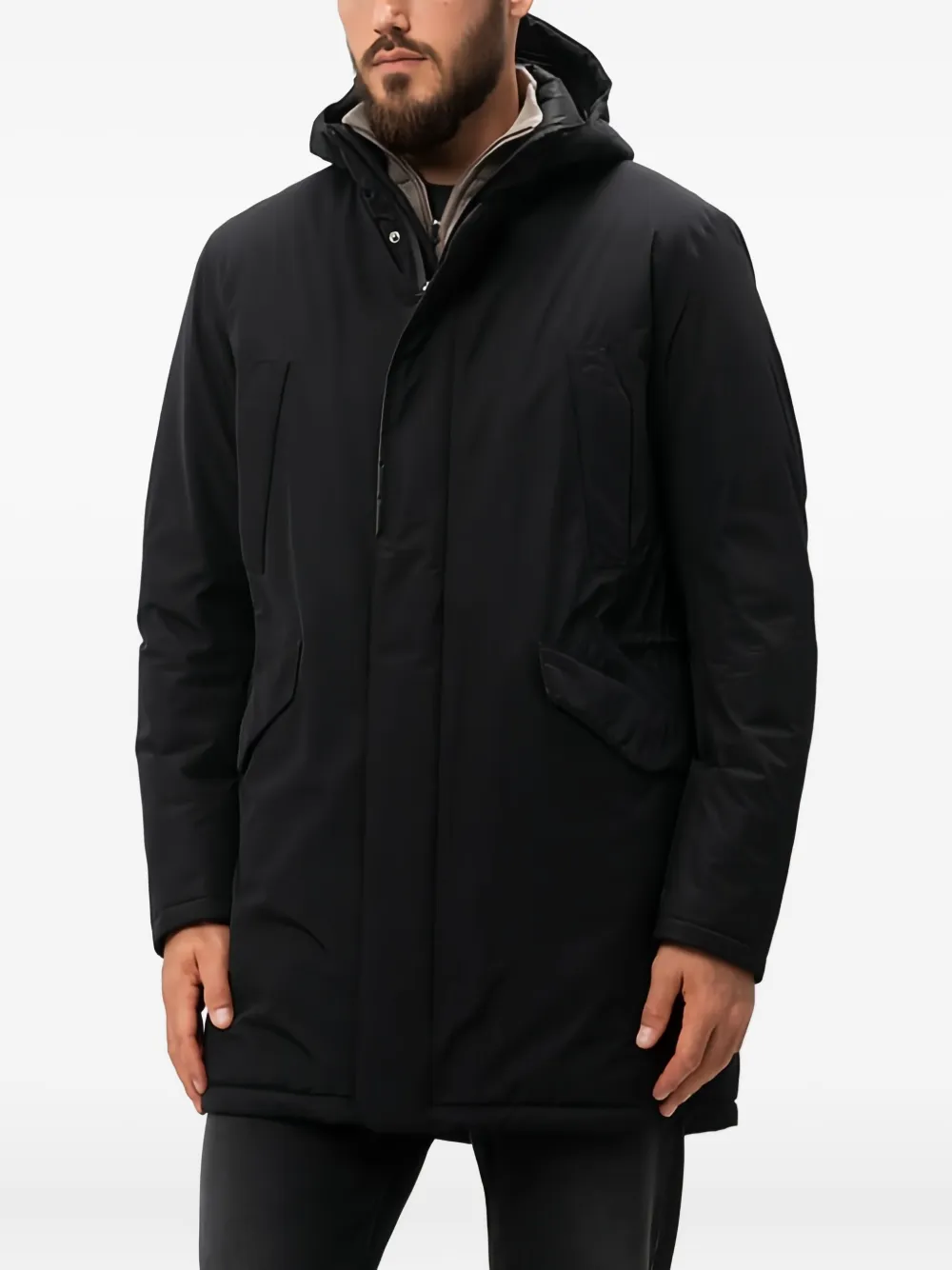 Herno Jack met capuchon en rits Zwart