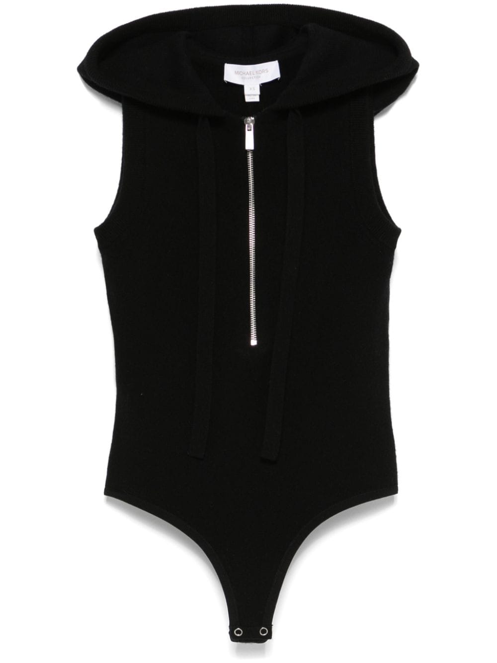 Shop Michael Kors Zip-up Hooded Bodysuit In Black