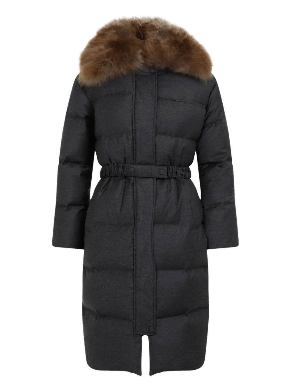 Yves Salomon Quilted Coat In Black