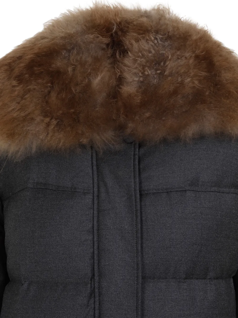 Yves Salomon Quilted Coat In Black