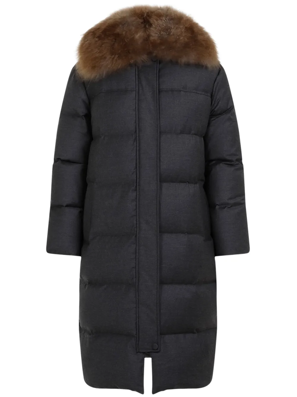 Yves Salomon Quilted Coat In Black