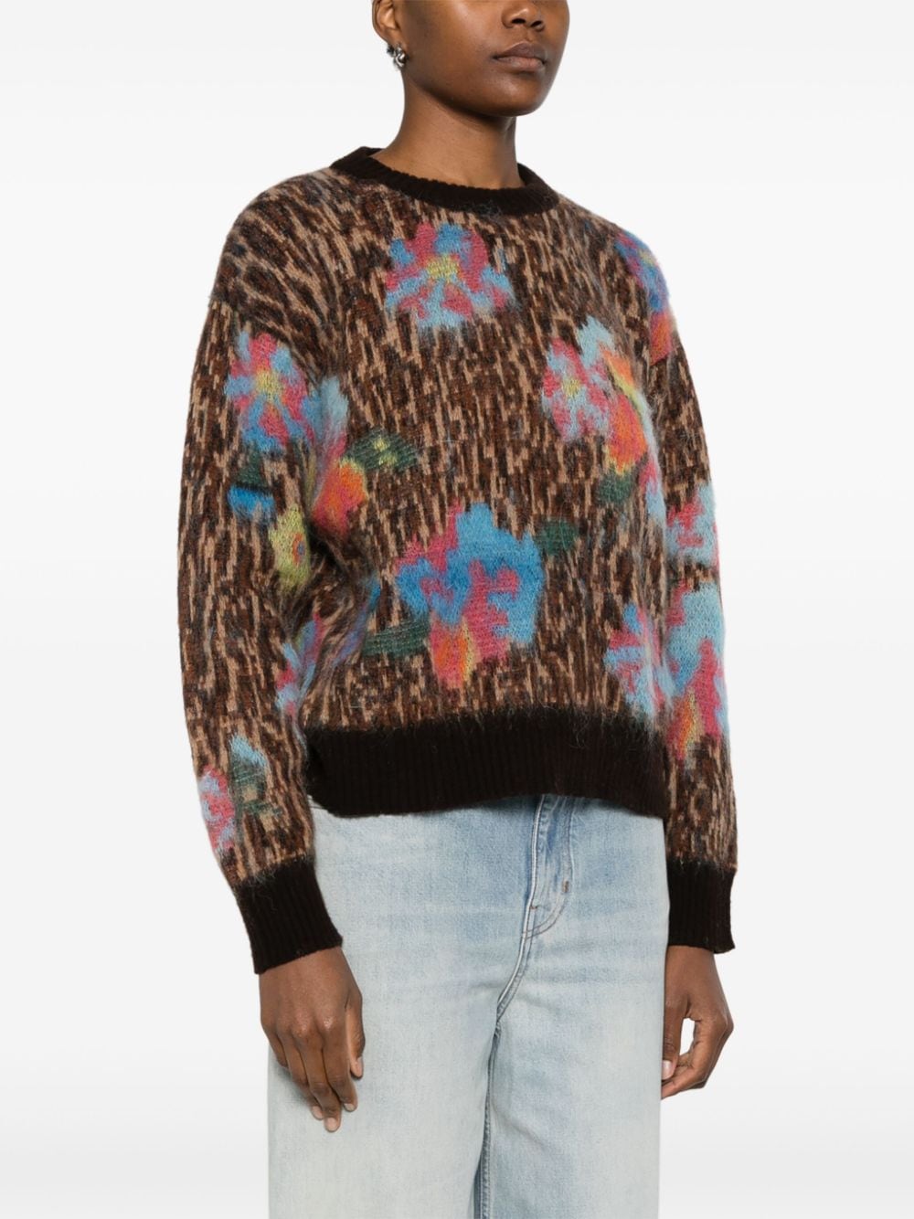 Shop Roberto Collina Floral-jacquard Sweater In Brown