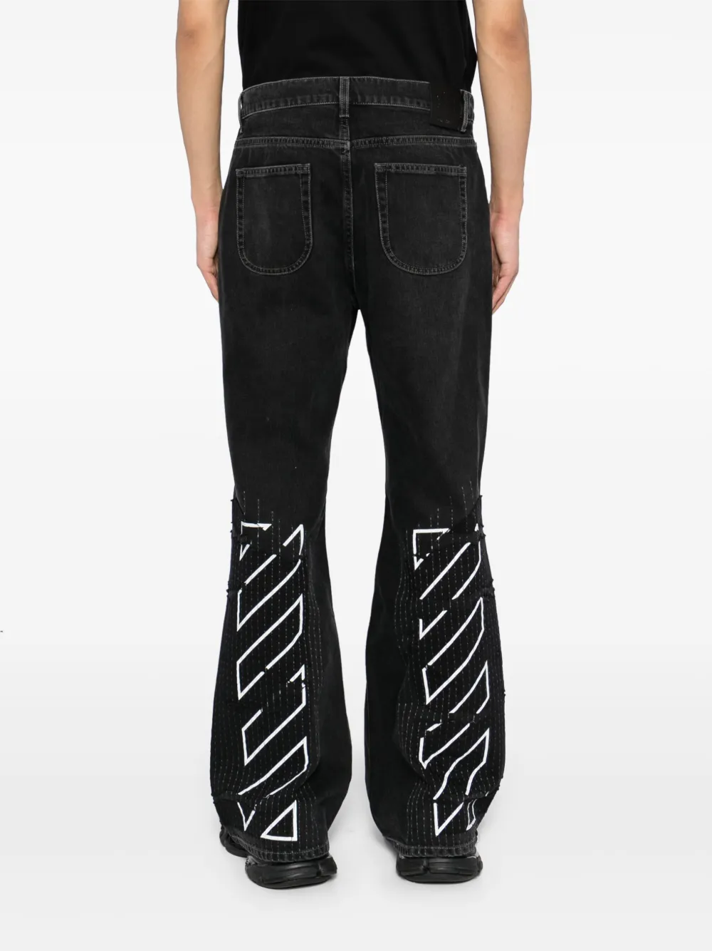Off-White Flared jeans met patchwork Zwart