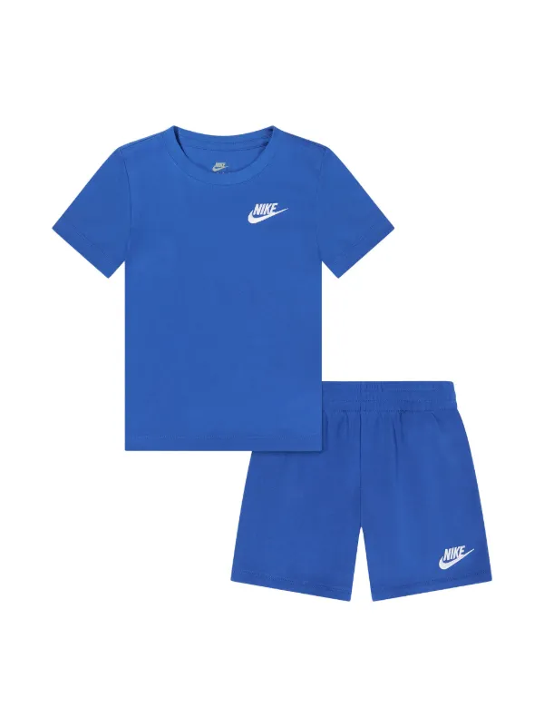 Nike Kids set de playera y shorts con logo estampado Swoosh ninos Poliester Algodon 3 anos Azul