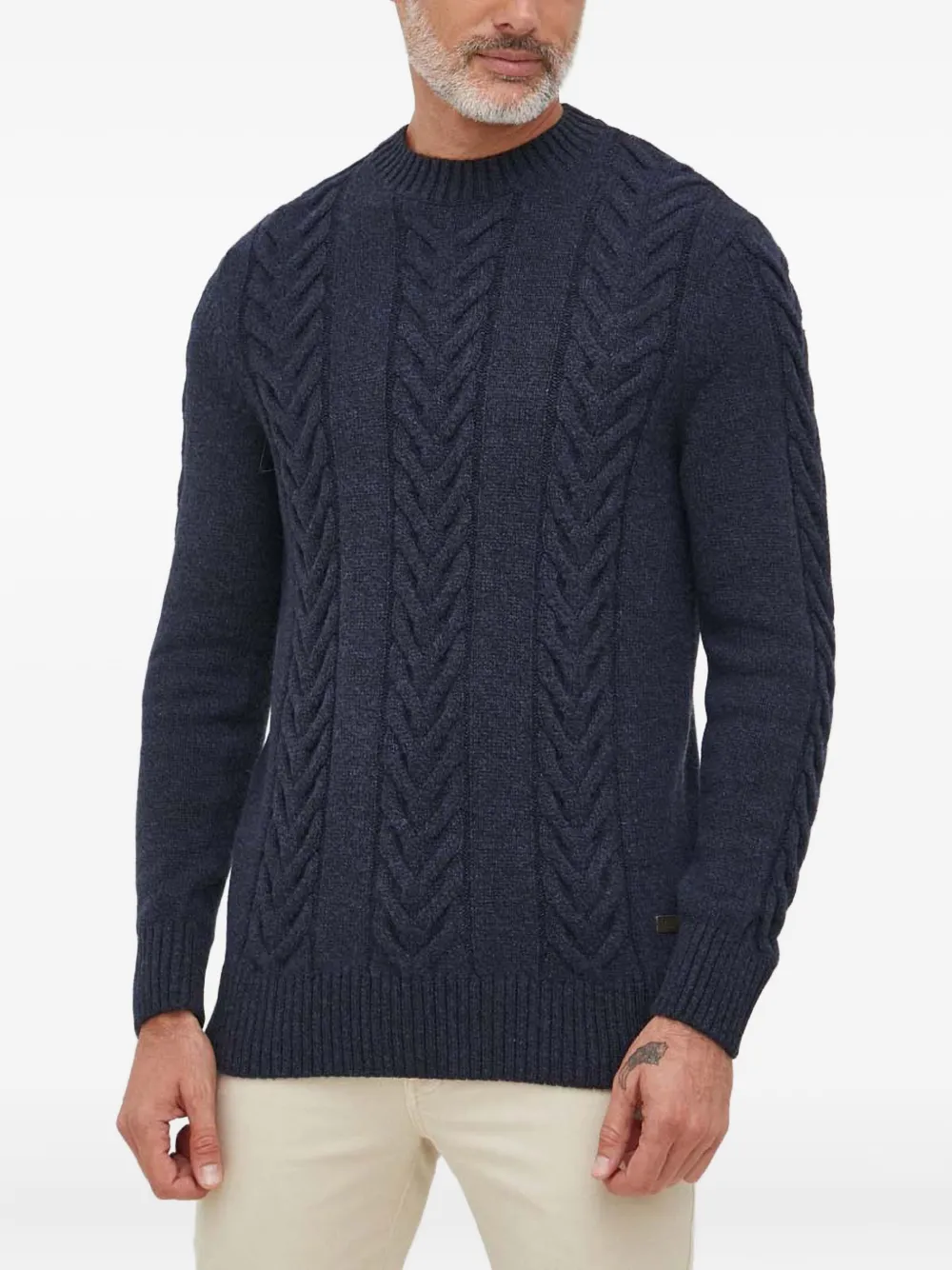 Barbour suéter en tejido de ochos con cuello redondo | azul | Image 1