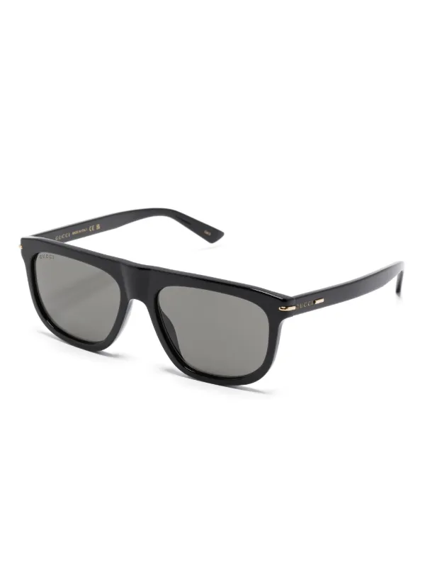 Gucci Eyewear オーバルフレーム サングラス | ブラック | FARFETCH JP