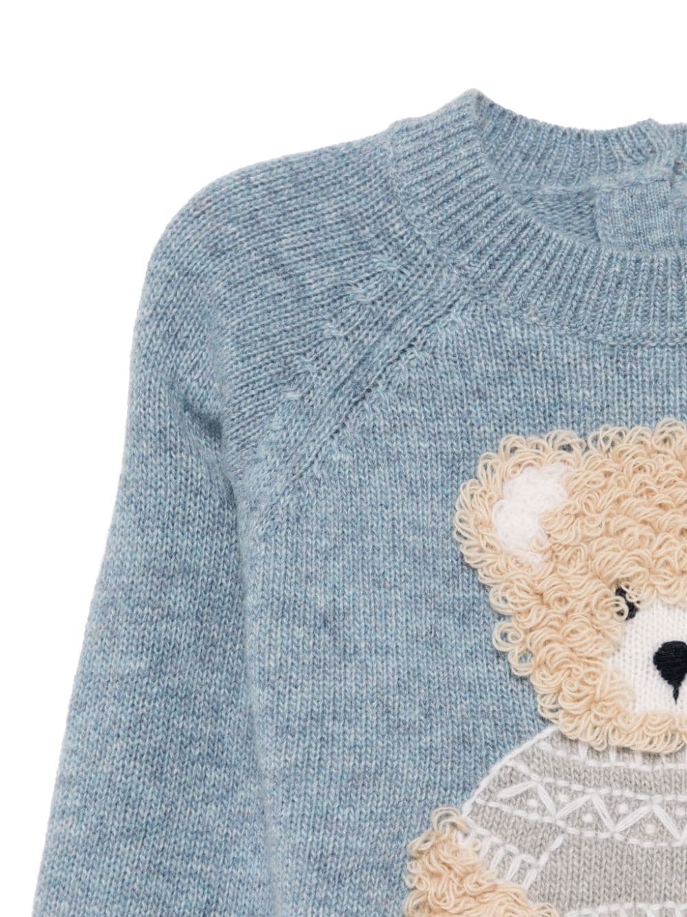 Shop Il Gufo Bear-embroidery Wool Sweater In Blue