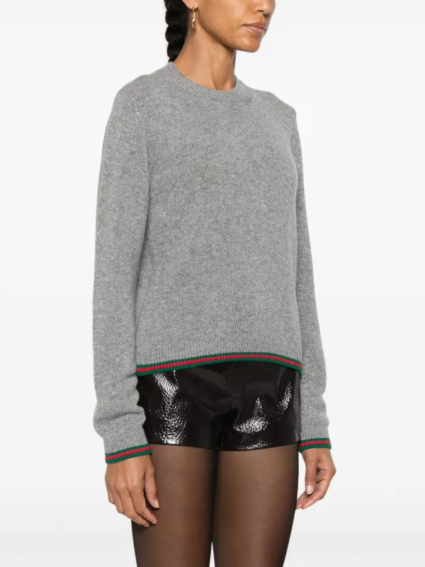 Gucci Web trim Sweater Grey FARFETCH CA