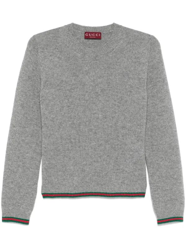 Gucci Web trim Sweater Grey FARFETCH IL