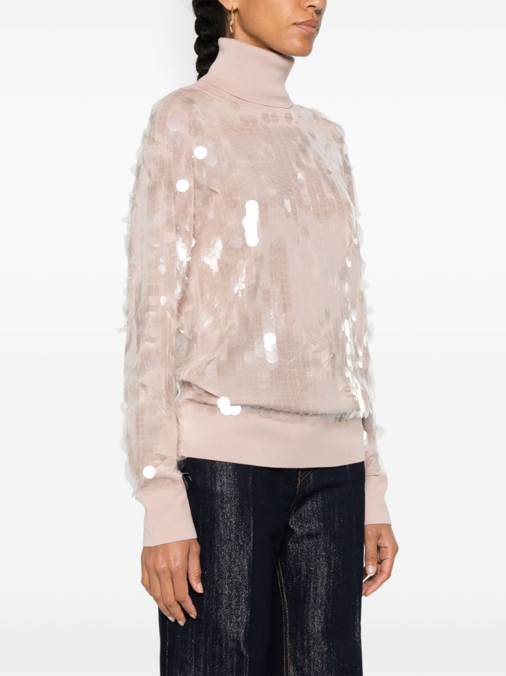 Shop Ermanno Scervino Sequin-embellished Sweater In Pink