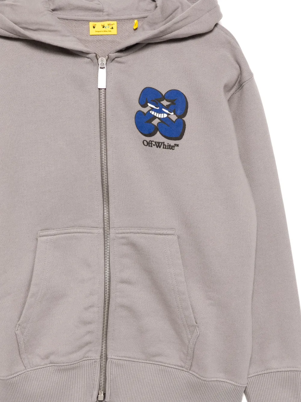 Off-White Kids Hoodie met logoprint en rits Grijs