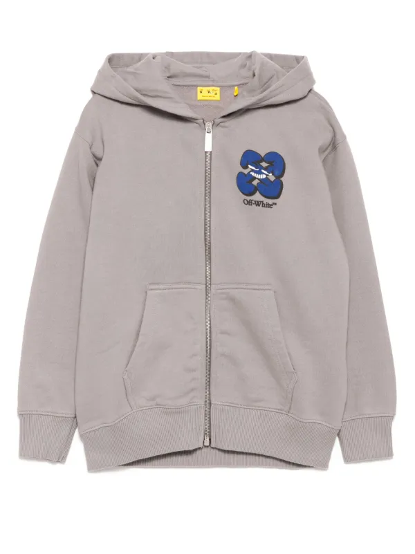 Off-White Kids logo-print zip-up Hoodie Grey FARFETCH IN