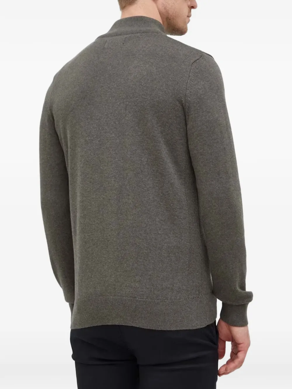 Barbour cotton quarter-zip sweater Grijs