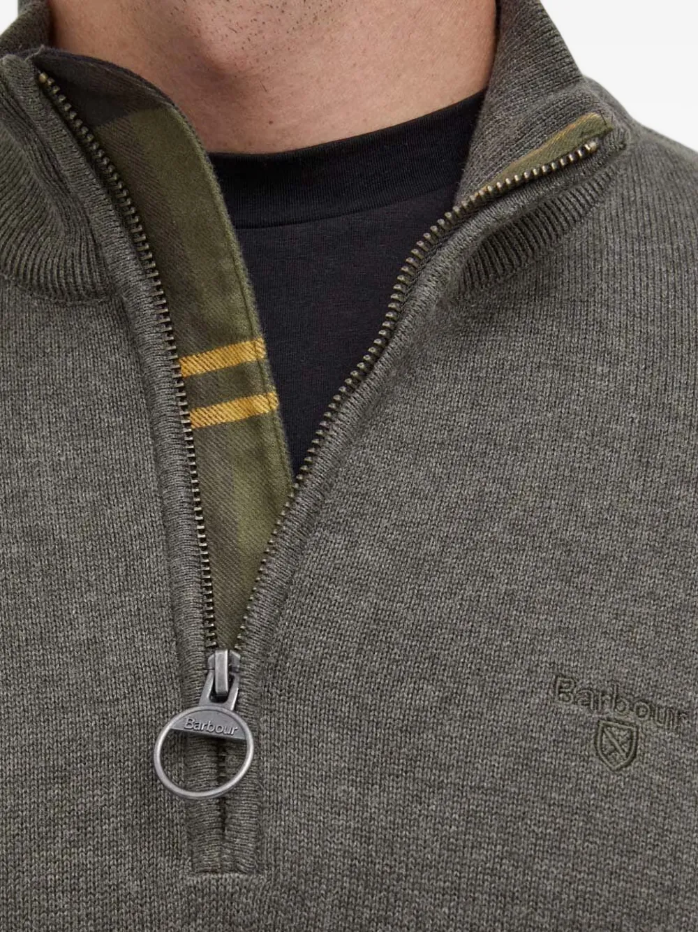 Barbour cotton quarter-zip sweater Grijs