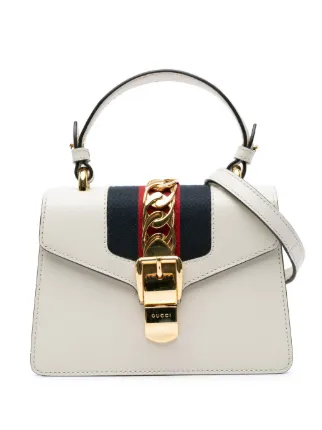 Gucci Pre Owned 2016 heute Mini Sylvie Satchel Tasche WeiB FARFETCH DE